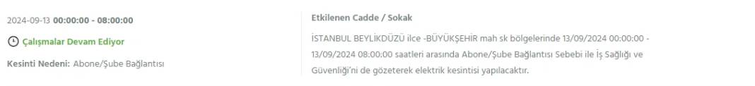 İstanbullular dikkat: BEDAŞ'tan13 Eylül cuma için elektrik kesintisi duyurusu 18